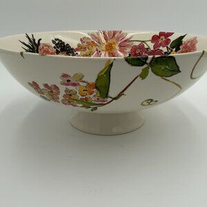 NEW Pottery Barn Large (11” diameter) Footed Serving Bowl Stoneware Floral